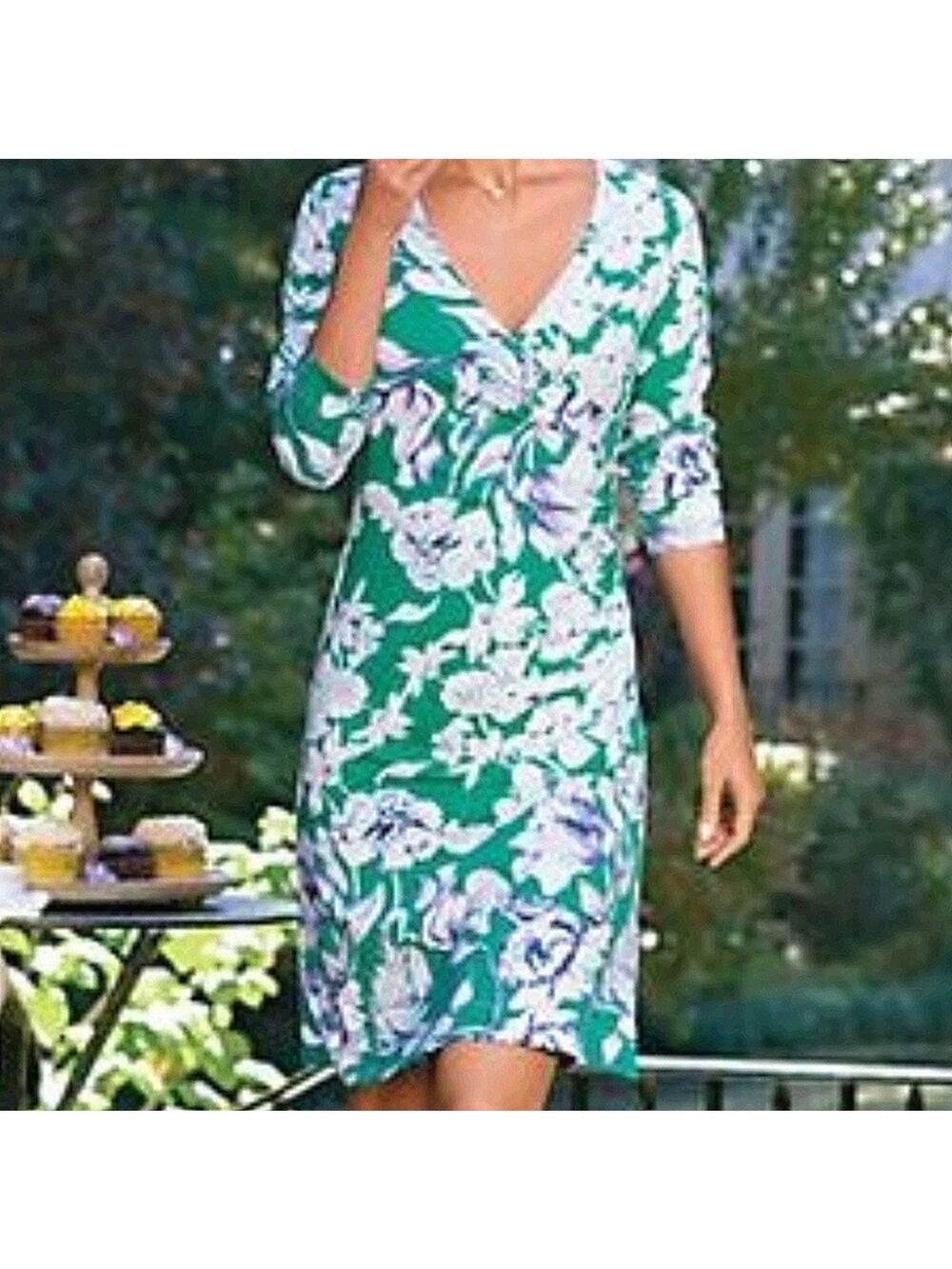 Soft Surroundings floral ruched faux wrap dress XS